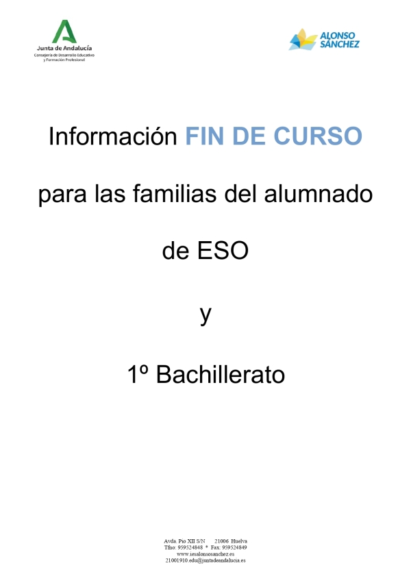 Informacion Fin de curso