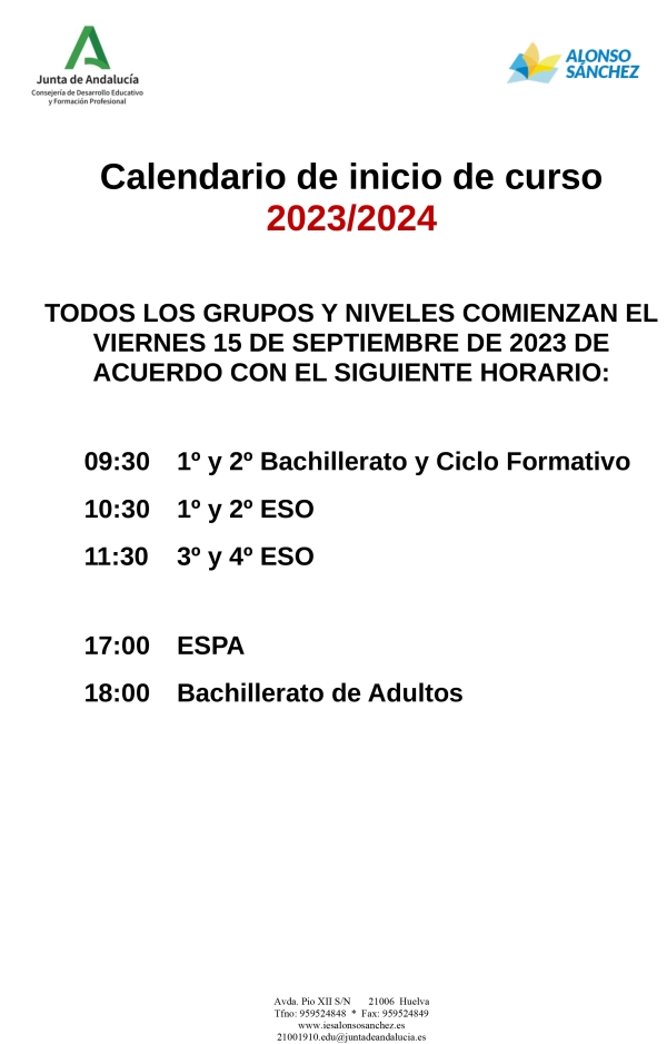 Inicio del Curso 2023/24