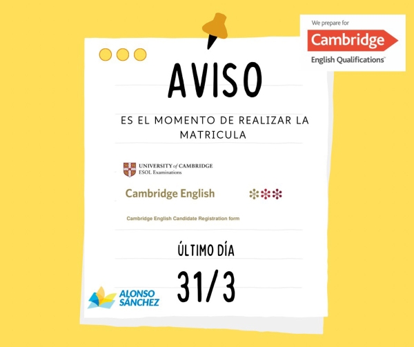 Matriculacion examenes oficiales Cambridge