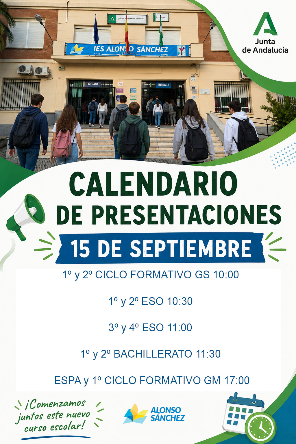 Calendario de inicio del curso 2026/27