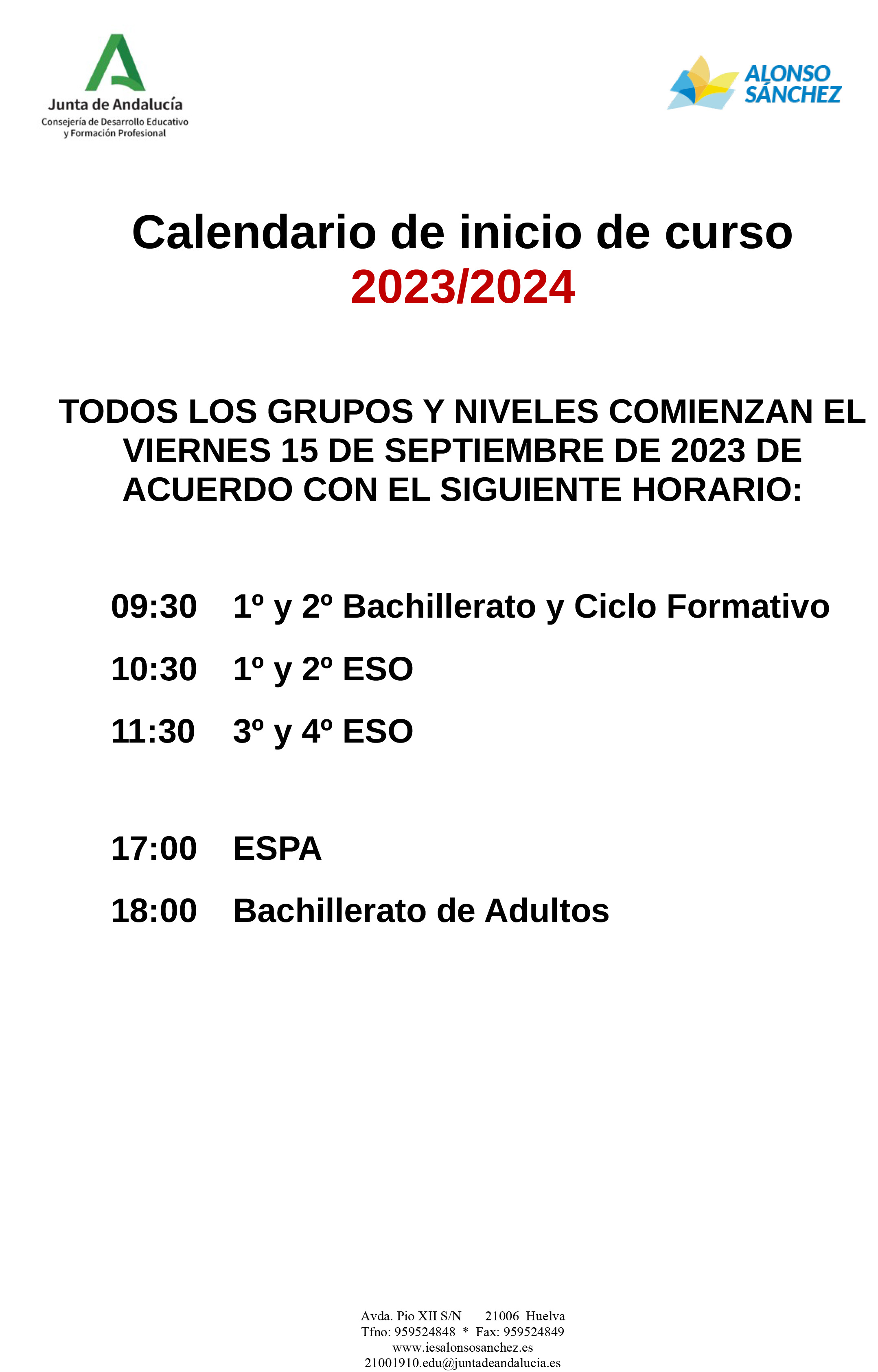 Inicio del Curso 2023/24
