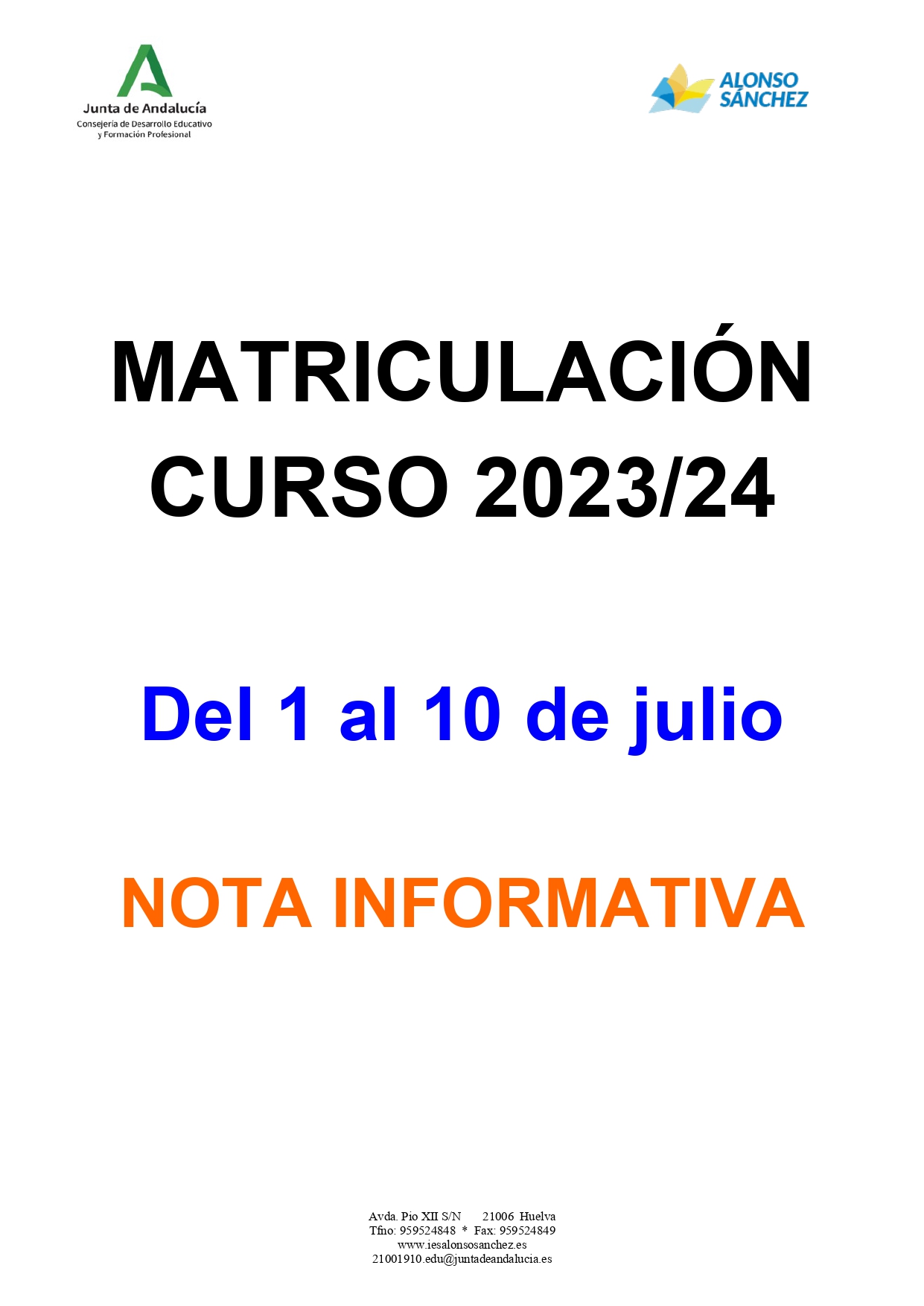 Matriculacion curso 2023/24