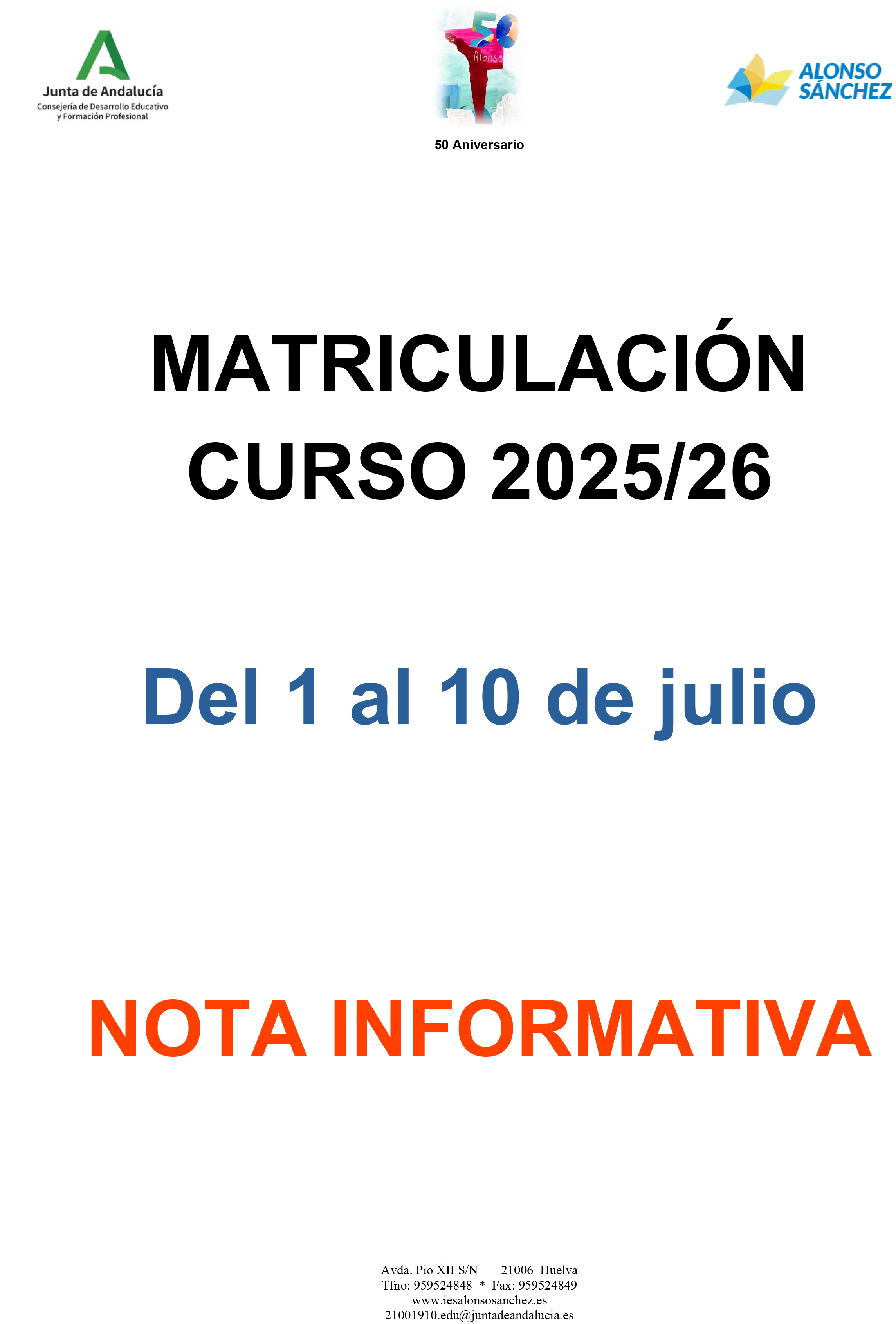 Matriculacion curso 2025/26