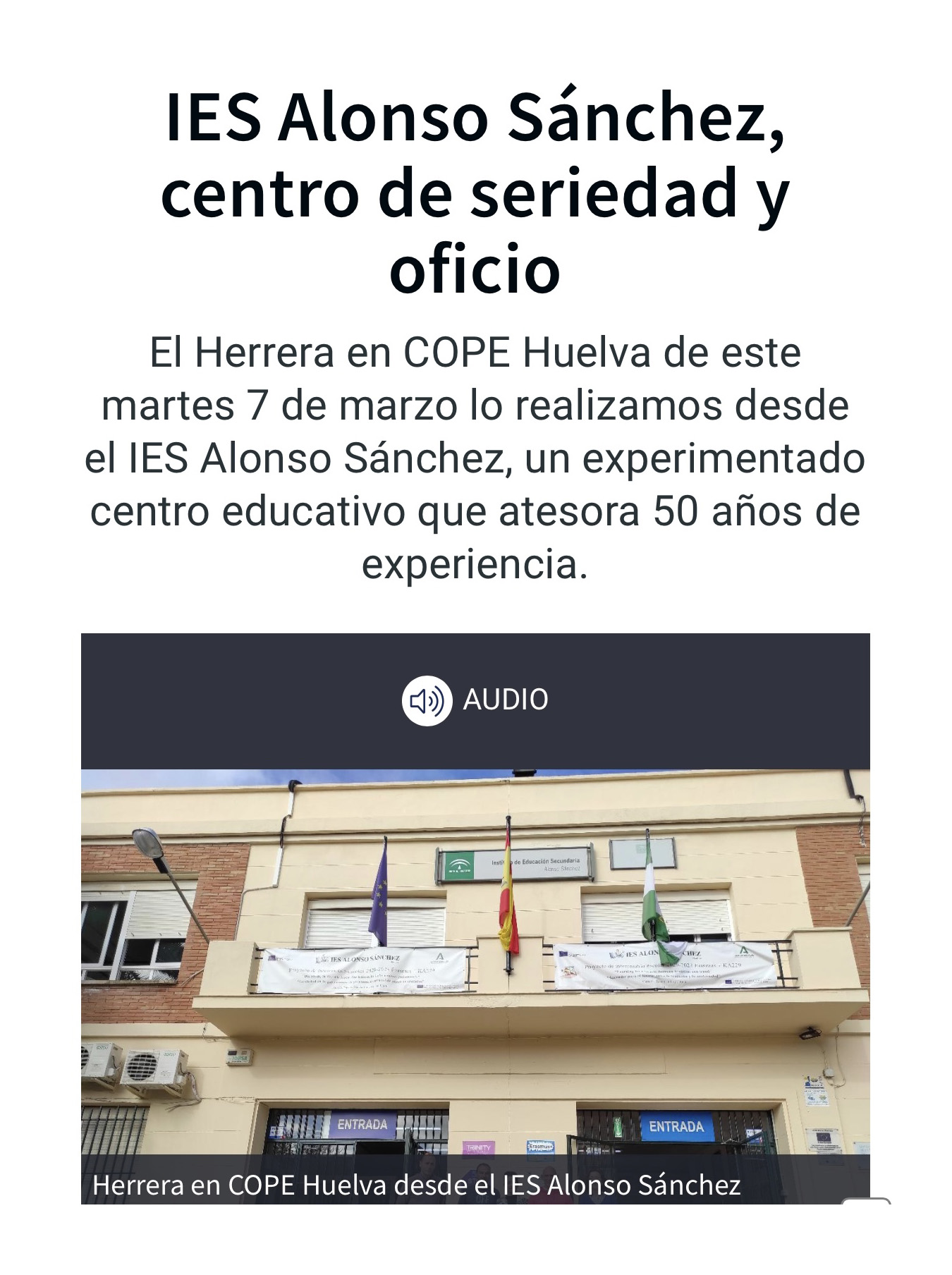 Programa Cope en Huelva desde nuestro centro