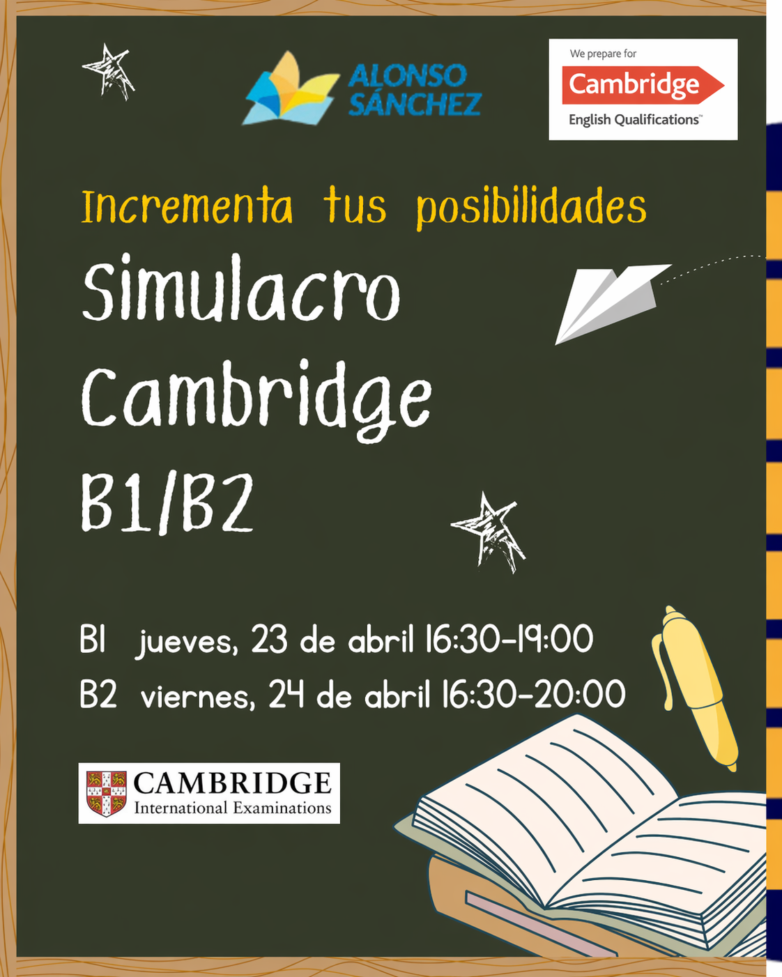 Simulacion examen acreditacion B1-B2 de Cambridge